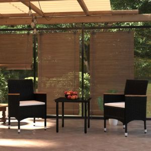 Prolenta Premium - Ensemble &Agrave; Manger De Jardin Avec Coussins 3 Pcs Noir - Neuf
