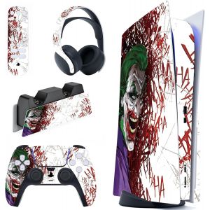 Autocollants Proetction pour ps5 Manette Accessoire,Sticker Skin Decal pour ps5 Standard Console & Controller & T&eacute;l&eacute;commande & Casque & Station de Charge-Clown Hahaha - Neuf