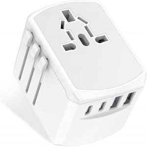 KALANKA-Adaptateur Prise Universelle Voyage International - 5 in1 Travel Adapter Internationale avec 2 USB 2 Type C et 1 AC Universel France vers UK USA Australie Thailande Japon - Neuf