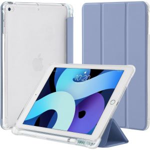 ELVORIX-Coque pour iPad 9,7 Pouces 6&egrave;me/5&egrave;me G&eacute;n&eacute;ration 2018/2017, pour iPad Air 1/2, Housse &Eacute;tui de Protection L&eacute;ger avec Porte-Stylet Coque Arri&egrave;re en TPU Souple Givr&eacute; Translucide,Lavande Grise - Neuf