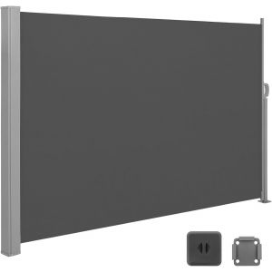 Paravent extérieur 200 x 350 cm (H x L), Store latéral Brise-vue Paravent retractable - Gris Anthracite - Neuf