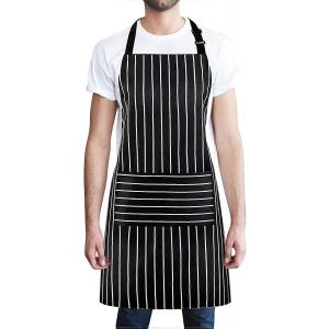 Tablier noir,tablier de bavoir r&eacute;glable unisexe avec 2 poches,tablier de cuisine de cuisine pour tablier de barbecue de cuisine - Neuf