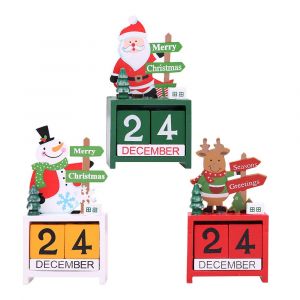 Pc de No&euml;l en Bois de Calendrier D&eacute;coratif de Bureau compte &agrave; Rebours Calendrier de No&euml;l Calendrier de l'Avent St&eacute;r&eacute;oscopique Ornements de d&eacute;corations de No&euml;l pour l'&Eacute;cole &agrave; la Maison Office de Cade - Neuf