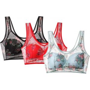Lot De 3 Soutien Gorge Sans Armature Grande Taille Sport Yoga Brassi&egrave;re Tenue V&ecirc;tements Soutien-Gorge D'entra&icirc;nement Rembourr&eacute; - Neuf