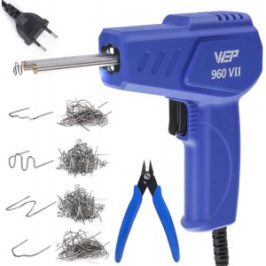 Ulteronixshop-960-VII Kit Soudure Plastique avec Poign&eacute;e Ergonomique et Lumi&egrave;res LED avec 350 Agrafes Chaudes et Pinces pour Soudure de Pare-chocs de Voiture, R&eacute;paration de R&eacute;servoirs en Plastique(EU - Neuf