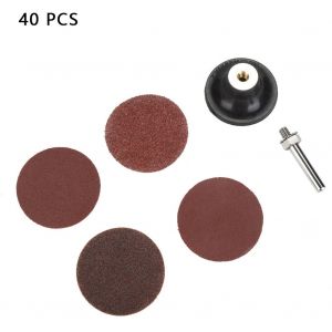 Lot de 40 disques abrasifs ronds de 2 pouces, grain 40, 80, 120, 240#, avec support adhesif - Neuf