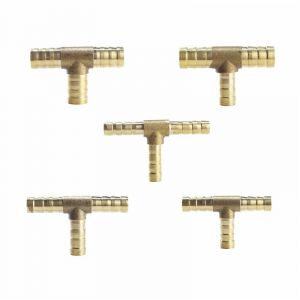 (10mm)5 Pièces Raccord en laiton de tuyau de carburant de manière à 3 voies en T pour tuyau de gaz à air comprimé - Neuf