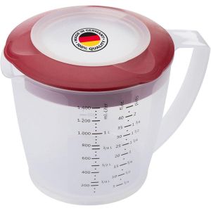 Eryi-Gobelet Mélangeur/Doseur Avec Protection Contre Les Éclaboussures, Couvercle Et Bec Verseur, En Plastique, Capacité: 1,4 Litre, Helena, Transparent/Rouge, 3105227r - Neuf