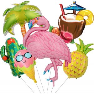 6 Pcs Ballons En Aluminium Hawa&iuml;en,Ballons De F&ecirc;te Tropicale Hawa&iuml;enne Ballons En Aluminium Ballons De F&ecirc;te Aloha,Ballons Hawa&iuml;ens Pour Hawaiian Party Decor Articles De F&ecirc;te D'Anniversaire - Neuf
