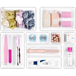 Tianyi-9 Pieces Of Organiser With 4 Sizes, Schminktisch Organiser, Organiser Schublade, Organiser Tablets, Schublade, Organiser Tablets F&uuml;r K&uuml;chen, Schmuck, Schlafzimmer, B&uuml;ro - Neuf