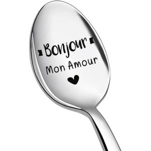 Sjzg-Cadeau Couple Homme Femme Cadeaux Couple Amoureux Cuill&egrave;re Bonjour Mon Amour Idee Cadeau D'anniversaire Petit Ami Copines Cuillere &Agrave; Caf&eacute; - Neuf