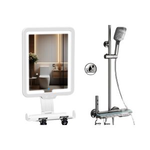 Miroir De Douche Antibu&eacute;e Avec &Eacute;clairage Led Et &Eacute;tag&egrave;re R&eacute;glable Pour Le Rasage Et Le Maquillage - Neuf