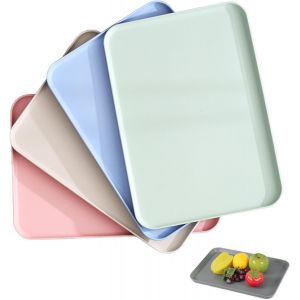 Checarzhn--No1-Lot De 4 Plateaux De Service Rectangulaires En Plastique - Pour Cuisine, Salle À Manger, Café - 20,4 X 30,5 Cm - Neuf