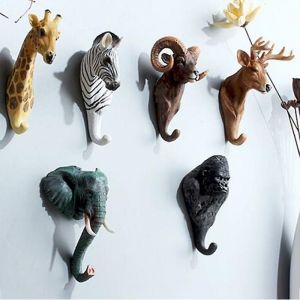 Crochets muraux en forme d'animaux, décoration pour porte-manteau, artisanat en résine, simulation d'animaux de la forêt (zèbre) - Neuf