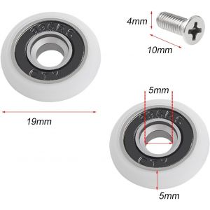 10 pièces Roulette Porte Roulette de Douche 19mm Roulette Porte Coulissante de Douche,Roulette Porte de Douche Roue de Porte Coulissante Porte a Roulette avce Vis pour Coulissante de Douche - Neuf