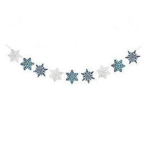 Blanc Bleu Paillet&eacute; Flocon De Neige Banni&egrave;re, Vacances De No&euml;l Sur Le Th&egrave;me De D&eacute;corations De F&ecirc;te, Des Merveilles D'hiver Manteau De D&eacute;coration Pour La Maison, Le P&egrave;re No&euml;l Festif Partie Du D&eacute;cor, - Neuf