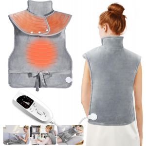 JGD-Coussin Chauffant Pour Le Dos Et La Nuque, Ceinture Chauffante Lombaire Et Dos Avec 6 Niveaux De Chauffage Et Un Masseur, Arr&ecirc;t Automatique,Thermoth&eacute;rapie Soulager La Douleur - Neuf