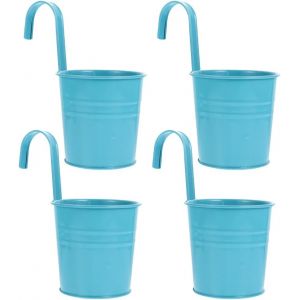 lbgwp60-Lot De 4 Pots De Fleurs À Suspendre, En Métal, Multicolores, Pour Balcon, Clôture, Jardin, Mur, Robuste Avec Crochet Amovible Et Trou De Drainage - Neuf