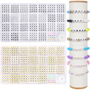 Lot De 1620 Perles Rondes En Forme De Lettres De L'alphabet À Enfiler-7 Mm-Perles Rondes De A À Z Pour Bracelets,Bracelets D'amitié-Kit De Bricolage Pour Bracelet,Bandeau - Neuf