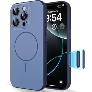 NSIECD-Coque Magn&eacute;tique pour iPhone 16 Pro avec Bouton de Capture de Contr&ocirc;le de Cam&eacute;ra,Compatible MagSafe, Protection Totale de la Cam&eacute;ra, Design Color-Blocking, Coque TPU Toucher Doux - Bleu - Neuf