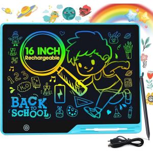 CHECARZHN--NO1-Tablette Dessin Enfant 16 Pouces Rechargeable, Ardo Magique Multicolore, Protéger Sa Vue Tablette D'Écriture Lcd, Convient Aux Enfants Âgés De 2-10 Ans Jouets Anniversaire, Cadeau De N - Neuf