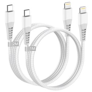 THEF-Câble USB C vers Lightning 2M+1M[Certifié MFi], Câble iPhone USB C Cable Chargeur iPhone Rapide Nylon Cable Lightning USB C Cordon iPhone Fil Chargeur Rapide pour iPhone 14 Pro Max/13/12/11/X/8 - Neuf