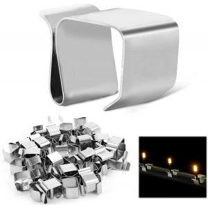 KAL-Lot De 50 Crochets De Gouttière Pour Guirlandes Lumineuses, Mini Supports De Gouttière En Acier Inoxydable, Clips De Lumière De Noël, Fixation Pour Guirlande Lumineuse D'Extérieur - Neuf