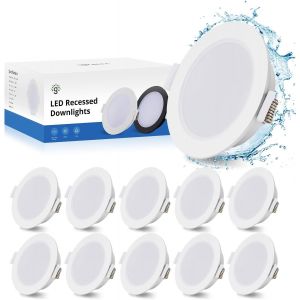 Spot Led Encastrable Salle De Bain Ip65, 10 X 5w Spot Led Extra Plat 2700k Blanc Chaud 400lm, Spot Etanche Trou 68-80mm, Spots De Plafond Pour Cuisine Salon Chambre Couloir - Neuf