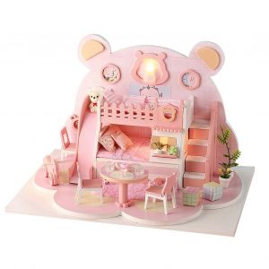 Modèle miniature de maison de poupée en bois avec lumière LED - DIY 3D Girl Toy - Neuf