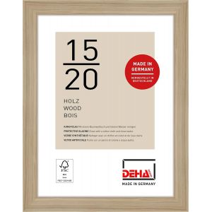 cadre photo, 15 x 20 cm, bois, Ch&ecirc;ne, cadre photopour poserau format paysage et portrait, verre synth&eacute;tique, Fontana - Neuf