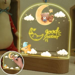 Veilleuse Enfant, Veilleuse B&eacute;b&eacute; Maternit&eacute;, Veilleuse Ours, Veilleuse Nuage Bebe, Lumi&egrave;re Led Pour Enfant Chambre Cadeau, Cadeaux Naissance Bebe Fille Gar&ccedil;on - Neuf