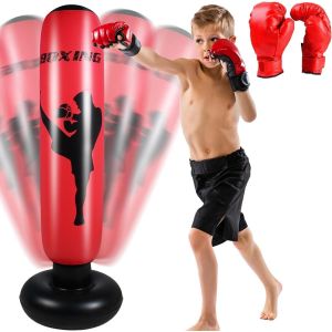Brand Nom Mma Shorts: Sac De Frappe Gonflable, Robuste Pour Kickboxing, Karat&eacute;, Mma, S&eacute;curis&eacute; Pour Enfants (Rouge 160cm) - Neuf