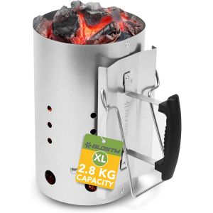 Ulteronixshop-D&eacute;marreur de chemin&eacute;e &agrave; charbon de bois - D&eacute;marrage rapide - En acier galvanis&eacute; - Extra large - Avec poign&eacute;es de s&eacute;curit&eacute; isol&eacute;es thermiquement - Trous d'a&eacute;ration - Pour charbon de bois - Neuf