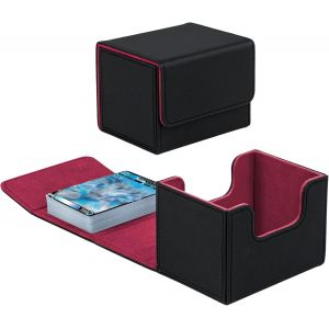 Mdy-Boîte De Rangement Pour Mtg, Trading Card Storage Box Contenir À100+ Cartes,Magnetic Deck Box Pour Tcg Les Cartes Magic/Commander/Tcg/Cartes À Collectionner (Noir Et Rouge) - Neuf