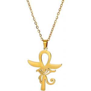 Kal-Ankh Croix Oeil D'horus Pendentif Collier Personnalisé Croix Égyptienne Clé De Vie Ancienne Égyptienne Amulette Païenne Porte-Bonheur Religieux Bijoux Fille Femme Adolescent - Neuf
