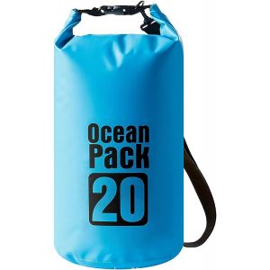 Khkui-Sac Sec Étanche, 20l Sac À Dos Sec En Pvc Sac 100% Étanche Avec Double Bandoulière Réglable Pour Kayak Rafting Navigation De Plaisance Randonnée Camping Voyage Pêche Baignade En Mer (Bleu) - Neuf