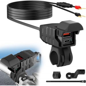 JGD-Chargeur &eacute;tanche USB 54 W pour moto, 18 W QC 3.0 USB-A et 36 W PD 3.0 Type-C, voltm&egrave;tre LED, court-circuit et protection contre les surcharges, 12 V24 V - Neuf