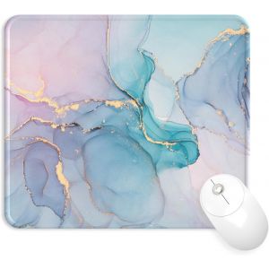 JGD-Tapis de Souris Ergonomique avec Repose-Poignet, Support de Repose-Poignet en Gel, Tapis de Souris Frais pour Gamer, Base en PU Antid&eacute;rapant (12-Marbre Bleu Blush) - Neuf