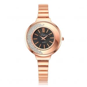 Lvpai Femmes Quartz Analogique Montre Luxe Cadeau Bijoux Robe Montre-Bracelet Ronde (Or + Noir) - Neuf
