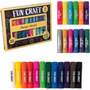 KALANKA-Fun Craft Tempera Paint Sticks | 24 paint sticks for kids - 6 shiny paints, 6 metallic paints and 12 color sticks - Neuf