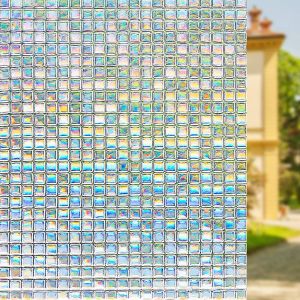 Rouleau de film électrostatique 3D pour fenêtre, motif petites mosaïques, film décoratif pour fenêtre, anti-UV, occultant, idéal pour chambre, bureau, cuisine et maison. - Neuf