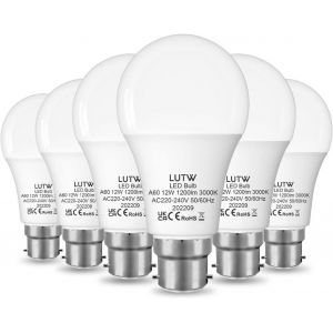 Ampoule Led A60 12w Équivalent Ampoule Incandescente De 100w, Ampoule B22 Led Blanc Chaud 3000k, Ampoule A Baïonnette 1200lm Non-Dimmable Pour L¿Éclairage Domestique, 6 Pièces - Neuf