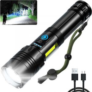 Ultra Puissante Lampe De Poche Led, 10000 Lumens Lampe De Poche Rechargeable, Puissant Militaire Tactique De La Torche, Imperm&eacute;able &Agrave; L'eau Ipx6, 7 Modes De Lumi&egrave;re Pour Le Camping - Neuf