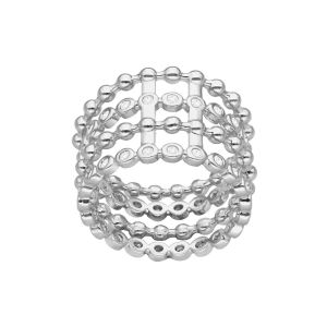 Bague Argent&eacute;e Multi Anneaux De Cercles Sertis - Neuf