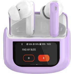 LORANKA-&Eacute;couteurs Bluetooth &agrave; &eacute;cran tactile 2025 - &Eacute;couteurs intra-auriculaires sans fil Bluetooth 5.4 avec micro ANC+ENC &agrave; r&eacute;duction du bruit - 48 heures d'autonomie - Basses profondes - 5 modes EQ - Neuf