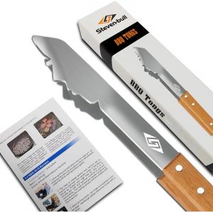 Ulteronixshop-Pince &agrave; gril pour barbecue ext&eacute;rieur, Outil de gril de 43 cm de long, ustensile de barbecue en m&eacute;tal, manche en bois, outil de barbecue amusant pour griller - Neuf