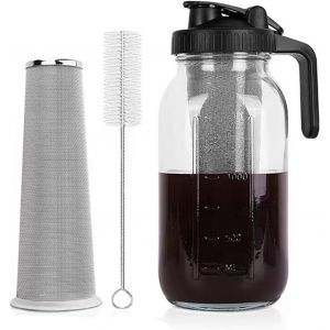 Cafetière À Infusion Froide, 2 L Avec Filtre En Acier Inoxydable Pour Infusion Glacée, Café, Thé Glacé, Récipient À Boissons Aux Fruits Maison, Pot Mason - Neuf