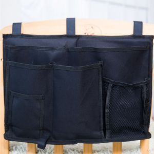 organiseur de chevet noir à suspendre, sac de rangement pour couches, magazines, télécommande, téléphone, lunettes, livres, jouets, clés, pour dortoir d'étudiants, chambre d'enfant, poussette, landau - Neuf