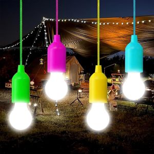 Kal-Lot De 4 Ampoules Led Avec Cordon De Tirage - Fonctionnement À Piles - Lumière Led Portable Sur Une Corde - Veilleuse Portable Pour Fête, Mariage, Festival, Camping, Décoration De Chambre - Neuf