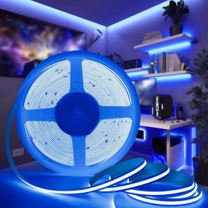 Ruban Led Cob 12v, Bande Led 5m Blanc Chaud 3000k Lumineuse Led D&eacute;coupable Bandeau Largeur 8mm 320led/M Cri>90 Flexible Ruban Eclairage Int&eacute;rieur Pour Chambre, Cuisine, Sans Alimentation - Neuf